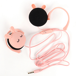 Наушники "Зайки" накладные проводные с микрофоном розовые