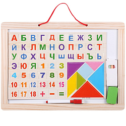 Доска для рисования двусторонняя 27*37см (доска,мелки,губка,магниты,маркер)