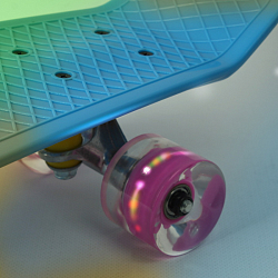 Скейтборд светящийся  67*18 см голубой