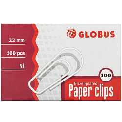Скрепки 22мм  никелированные 100шт/уп Globus
