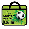 Папка детская с ручками А4 пласт. с рисунком на молнии (широкая) Football power