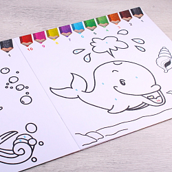 Раскраска-книжка по номерам 28*28см "В аквариуме"