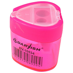 Точилка пласт. "Darvish" 2 отдел. с контейнером (треугольная)