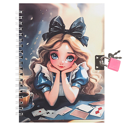 Блокнот 13*18 см 48л на спирали с замком "Алиса в стране чудес"