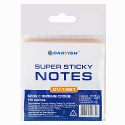 Блок д/записи липкий  76* 76мм "Darvish" ассорти