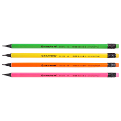 Карандаш ч/г с ластиком "Darvish" корпус трёхгранный ассорти НВ