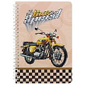 Блокнот 15,5*20,5см 60л на спирали в клетку "Жёлтый мотоцикл"