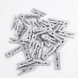 Прищепки декоративные деревянные в наборе 36шт серебристые