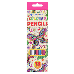 Карандаши 18цв "Darvish" "Бабочки" корпус пластиковый шестигранный (набор)