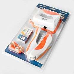 Набор  канцелярский (дырокол,степлер№24,скобы№24,антистеплер) в блистере с европодвесом