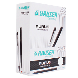Ручка автоматическая шариковая синяя Aurus корпус серебристый  HAUSER