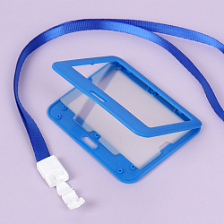 Бейдж на ленте горизонтальный синий