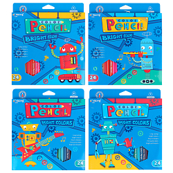 Карандаши 24цв трехгранный корпус "Роботы"