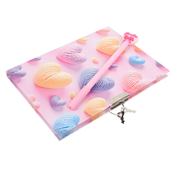 Блокнот 13,5*18 см 50л с замком "Сердца" с ручкой