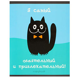 Тетрадь  48л кл.  "Чёрный котик" обл. мел. картон,  выбор. лак