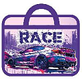 Папка детская с ручками А4 пласт. с рисунком на молнии  Race