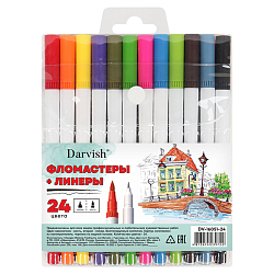 Фломастеры и линеры 2в1 24 цвета