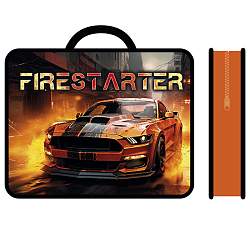 Папка детская с ручками А4 пласт. с рисунком на молнии Мустанг