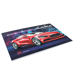 Альбом для рисования 20л на склейке "Красное авто" 100гр/м2  РБ
