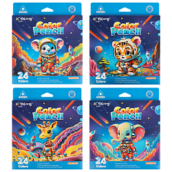 Карандаши 24цв трёхгранный корпус "Космические животные"