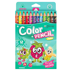 Карандаши 12цв трёхгранный jumbo корпус "Фруктовый мир"