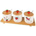 Банки для сыпучих продуктов в наборе 3 шт. Клубничка