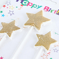Свечи "Звездочки" 3шт. в наборе. Цвет - золото или серебро
