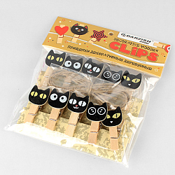 Прищепки декоративные деревянные  10шт/уп  "Черный кот" (набор)