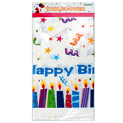 Праздничное украшение скатерть 180*108см "Happy birthday" полиэтиленовая ассорти