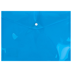 Папка-конверт на кнопке А4 синяя 160мкм