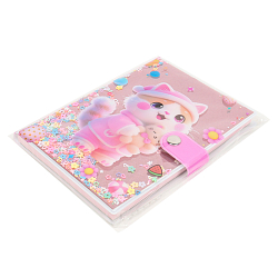 Блокнот 10,5*14,8 см 80л с обложкой ПВХ "Котик с игрушкой" на кнопке