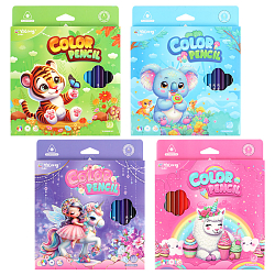 Карандаши 24цв трехгранный корпус "Весёлые животные"