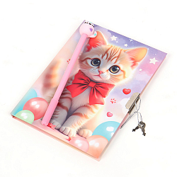 Блокнот 13,5*18 см 50л с замком "Котик с бантиком" с ручкой