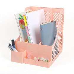 Лоток вертикальный 3 отделения с горизонтальными  отсеками розовый