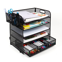 Лоток металлический 5 секций + выдвижная полка+2 навесных органайзера цвет чёрный