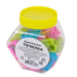 Точилка пласт. "Darvish" ассорти  в пластиковой банке
