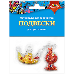 Подвески декоративные "Корона и конфетка" В наб.2 объемных подвески внутри мини кофетти.