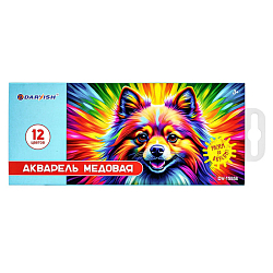 Краски аквар. 12цв "Яркий щенок" медовые б/к, картон. упаковка
