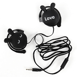 Наушники "Зайки" накладные проводные с микрофоном черные