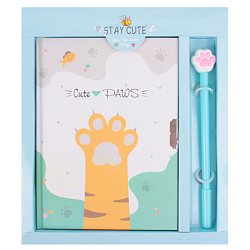 Блокнот A5  50л "Милые лапки" с ручкой гелевой синей