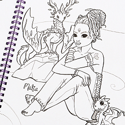 Раскраска на спирали "Принцессы с драконами"