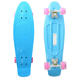 Скейтборд светящийся  67*18 см голубой