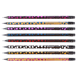 Карандаш ч/г с ластиком "Darvish" из черного дерева корпус с рисунком сердечки