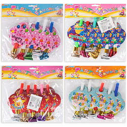 Праздничное украшение "Дудки-язычки"  6шт/уп (набор) HappyBirthday