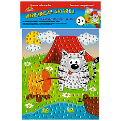 Мозаика мерцающая из мягкого пластика А5 "Кот на пикнике"