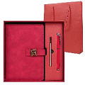 Набор подарочный (ежедневник недатир. с магнитной застежкой + ручка+стержень) цвет красный
