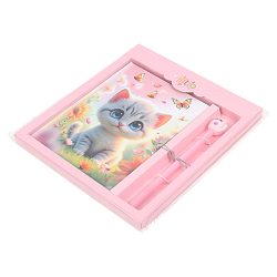 Блокнот 13,5*18 см 50л с замком "Очаровательный котенок" с ручкой