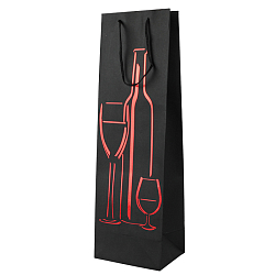 Пакет подарочный 12*39*9см "Darvish" бутылочный чёрный с рисунком голография ассорти