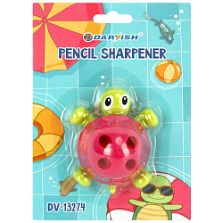 Точилка пласт. с подставкой для карандашей "Черепашка" ассорти