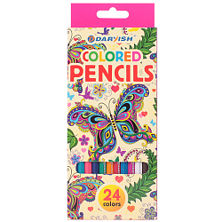 Карандаши 24цв "Darvish" "Бабочка" корпус пластиковый шестигранный (набор)